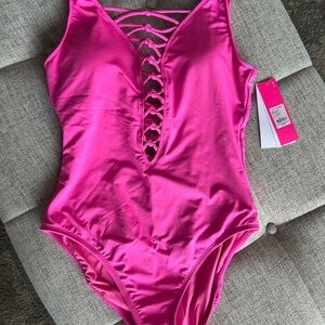 Lilly Pulitzer Pink Isle Lattice Swimsuit